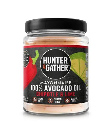 Hunter & Gather Chipotle & Lime Avocado Oil Mayonnaise 250g | Made with Pure Avocado Oil and British Free Range Egg Yolk | Paleo Keto Sugar and Gluten Free Avocado Mayonnaise | Smoky and Fiery 250g (Pack of 1)
