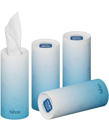 TiShoo Extra Soft 4-Latz handkerchiefs with moisturizer |For cup holders in the car at home and travel |16 tubes in plastic -free packaging |Blue/Ice Blue/ICE 16 pieces (1 Pack)