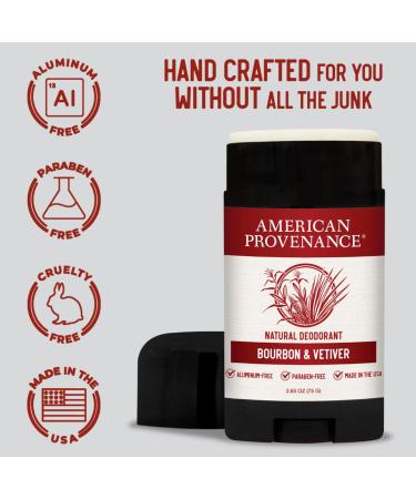 American Provenance Aluminum Free Natural Deodorant For Women and Men - Bourbon and Vetiver - 24 Hour Protection - Cruelty Free - Made in the USA (1 pack) - Buy Online on SooperMarket.com