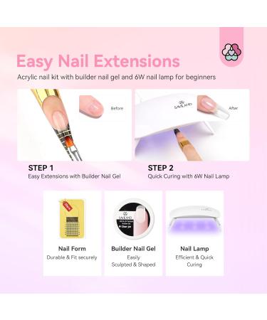 Saviland Acrylic Nail Kit for Beginners - Complete Set with Keratin Powder EMA Monomer Nail Lamp & 100 Tips for Home Practice - Buy Online on SooperMarket.com