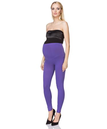 SOFTSAIL Maternity Leggings Pregnancy Pants Cotton Trousers with Belly Support Over Bump High Waisted Stretchy Soft Women Maternity Clothes Pregnancy Wear 20 Violet