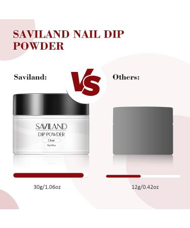 Saviland 1.06Oz Clear Dip Powder for French Nail Art - No Lamp Needed | Manicure Kit for Salon or DIY - Buy Online on SooperMarket.com