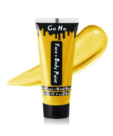 Go Ho Pearl Gold Cream Face Body Paint(2.37oz 70ml) Water Based Gold Makeup Face Painting for Adults Children SFX Cosplay Costumes Festivals Halloween