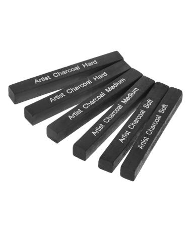 Artist Compressed Charcoal Sticks for Sketching  Drawing  Shading  Soft  Medium  Hard  Art Supplies Sketch Kits Tools  6-Piece Boxed