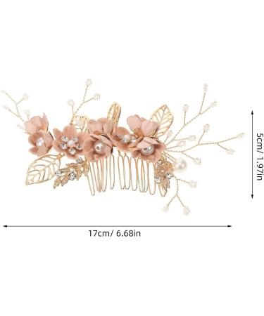 STOBOK Pack of 4 Vintage Gold Flower Pearl Hair Comb Crystal Hairpins Bridal Headpieces Wedding Hair Accessories for Women - Pink Flower - Buy Online on SooperMarket.com