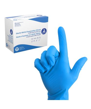 Dynarex Sterile Disposable Nitrile Surgical Gloves Powder-Free Sterilely Individually Packaged and Textured Palms Blue Large 1 Box of 100 Gloves