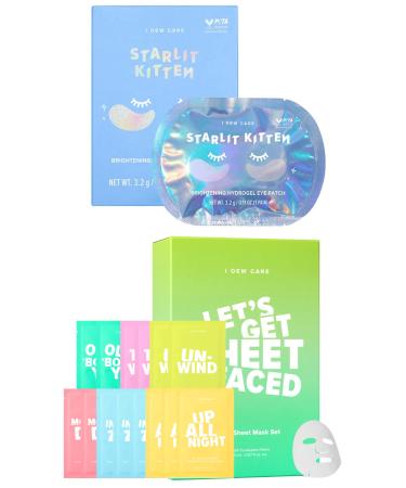 I DEW CARE Hydrogel Eye Patch - Starlit Kitten 5 EA + Sheet Mask Pack - Let s Get Sheet Faced 14 Count Bundle