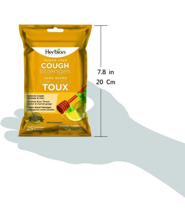 Herbion Naturals Cough Lozenges Sugar Free Honey Lemon Flavor | Cough Suppressant | Sore Throat Relief | Pack of 5 125 Counts - Buy Online on SooperMarket.com