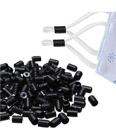 Adjustable Soft Silicone Cord Locks  for Fixed and Removable Masks Cord Rope Locks  Anti-Slip Plugs  Drawstrings Elastic Rope Buckle Accessories(Black-100PCS)