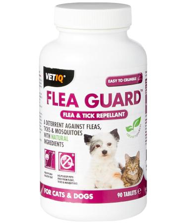 VetIQ Flea Guard 90 Tablets Flea Treatment for Dogs & Cats Keeps Fleas Ticks & Mosquitoes Away Natural Flea Treatment With B Vitamins & Garlic Dog & Cat Flea Treatment For Healthy Skin & Coat
