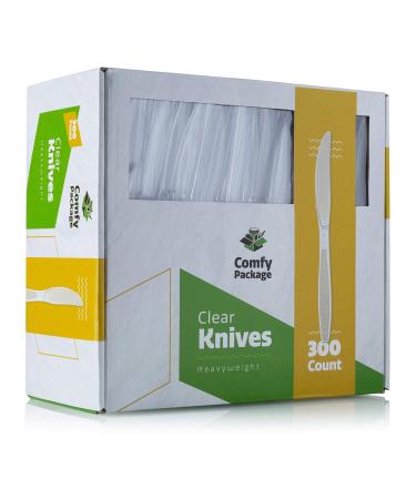 Comfy Package 300 Pack Heavyweight Disposable Clear Plastic Knives