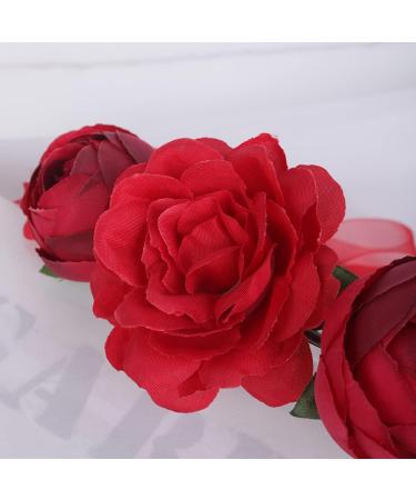 Wiwpar Red Rose Floral Crown Headband - Adjustable Flower Wreath Garland for Wedding & Party Women s Hair Accessory - Buy Online on SooperMarket.com