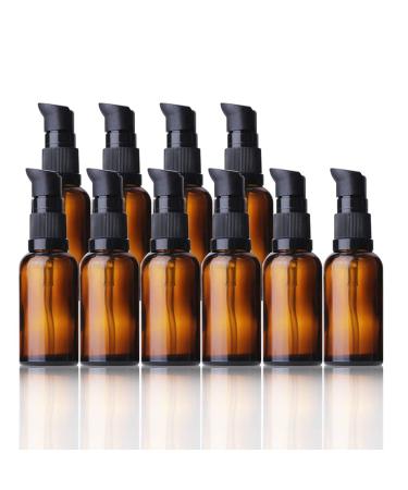Empty glass bottles brown 5 pieces 30ml refillable glass bottles Lotion donor brown las bottle with pump essential oils bottle travel bottles cream lotion bottle pumping bags 5 pieces (1 Pack) 30ml