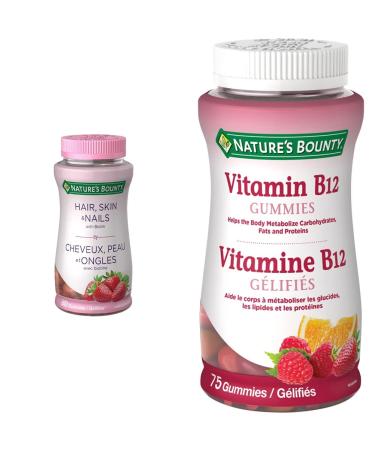 Nature's Bounty Hair Skin Nails + Vitamin B12 Gummies Bundle