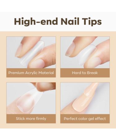 Modelones Nail Tips 500 PCS - Full Cover Soft Gel Tips Set Pre-Shaped Matte PMMA Resin 10 Sizes Medium Almond for Nail Art DIY - Buy Online on SooperMarket.com