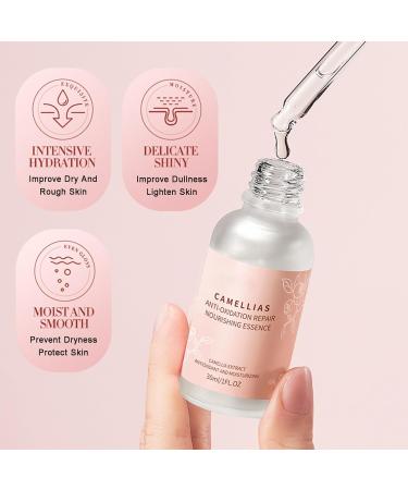 Hydrating Facial Skin Care Sets for Women & Teens | Camellia Skin Care Routine Kit - Toner Serum Lotion Cleanser & Mask - Buy Online on SooperMarket.com