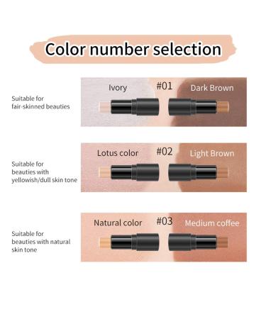 Double-Head 2 in 1 Highlighter & Contour Stick Set - Long Lasting Cosmetics in Ivory & Dark Brown - Buy Online on SooperMarket.com