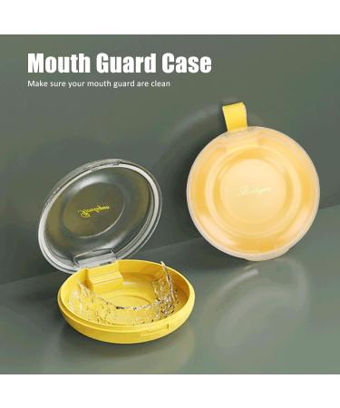 Orthodontic Retainer Case with Cleaning Brush - Yellow Mouthpiece Holder for Adults & Kids - Perfect for School Travel & Home - 8cm Diameter - Buy Online on SooperMarket.com