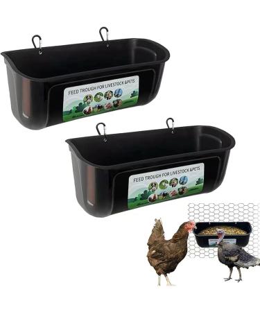 GIISH 2 Pack Chicken Goat Hanging Fence Feeder Black ABS for Deer Duck Dog and Piglets Goose Waterer Trough - Buy Online on SooperMarket.com
