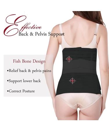 TiRain Postpartum Belly Wrap 3 in 1 - Postpartum Belly Binder & C Section Belt for Postnatal Recovery Support - Black, Size L - Buy Online on SooperMarket.com