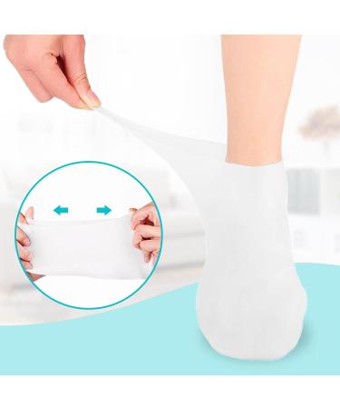 Silicone Moisturizing Socks Women Foot Spa Pedicure Silicone Socks Foot Mask Exfoliating Beach Protective Gel Socks Anti Slip Aloe Socks for Dry Cracked Feet Calluses Foot Care (White) - Buy Online on SooperMarket.com