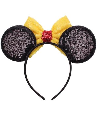 Mouse Ears Bow Headbands Shiny Bows Glitter Party Decoration Cosplay Costume for Kids Girls Women Princess Party Decorations Cosplay (Black+Yellow) 2 - Buy Online on SooperMarket.com