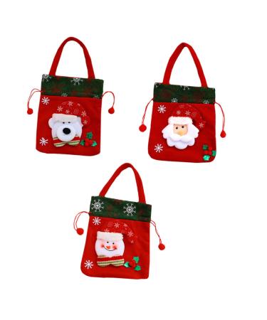 KOMBIUDA Pouch 3pcs Christmas Bag Candy Bags Christmas Packaging Bags Sack Bags Cute Storage Bags Drawstring Pouch