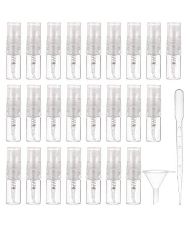 Benecreate 40 pieces 2 ml of mini spray bottle with a fine fog refillable sample bottle with a transparent plastic lid 10 pieces of pipette and 4 pieces of funnel for perfume lotion travel 2ml white cap cap