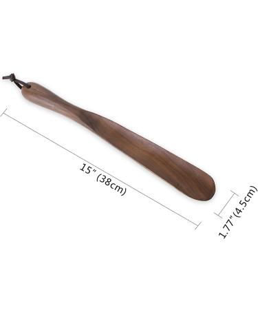 Muso Wood 15in Shoe Horn Long Handle for Seniors, Men, Women, Kids, Pregnancy - Walnut Wooden Shoehorn - Ergonomic Design - Buy Online on SooperMarket.com
