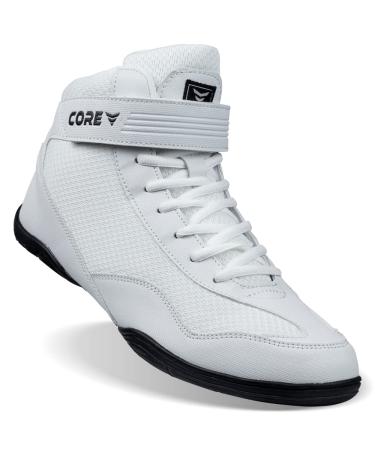 Core Wrestling Shoes for Men Women and Kids - Non -Slip Martial Arts Shoes - Heavy Duty Training Shoes Suitable for Wrestling Crossfit and Weightlifting - Martial Arts Shoes 47 EU White