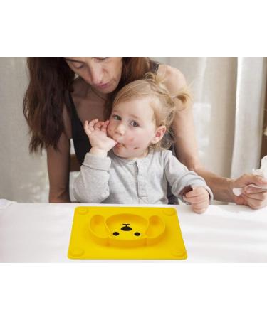 Qshare Toddler Plate - BPA-Free Silicone Placemat for Kids | Strong Suction, Dishwasher & Microwave Safe | Portable Baby Plates (3Puppy-Yellow) - Buy Online on SooperMarket.com