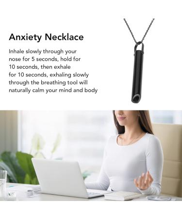 Breathing Necklace Anxiety Relief Necklace Unisex Fashionable Stainless Steel Stress Relief Necklace for Anxiety Relaxation Meditation Calming Down Panic Attack Relief (Black) - Buy Online on SooperMarket.com