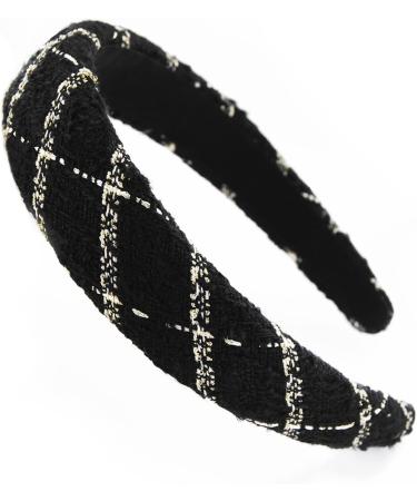 axy HRK8 Wide Headband with Tweed Fabric Padded - Beautiful Headband Hair Accessories (Black) - Buy Online on SooperMarket.com
