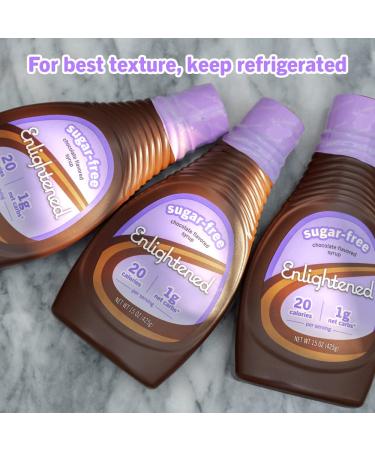 Enlightened Keto Chocolate Syrup - Gluten-Free, Vegan, Kosher, Sugar-Free - 20 Calories, 1 Net Carb - Zero Sugar Syrup for Ice Cream, Coffee, Pancakes - 15 oz - Buy Online on SooperMarket.com