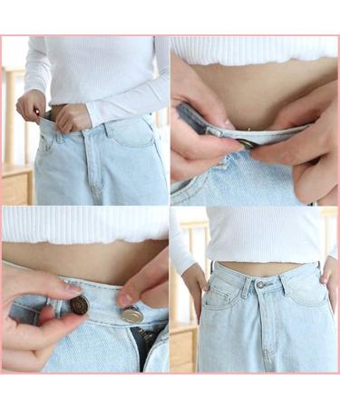 6 Pcs Adjustable Jean Button Pins for Pants - No Sew, No Tools Required | Instant Waist Tightener for Jeans | Reusable and Simple Installation (Style 1) - Buy Online on SooperMarket.com