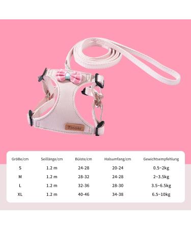 Fueegue Escape Proof Cat Harness with Leash - Adjustable Soft Puppy Harness in Pink Bow Tie - XL Size for Cats and Dogs - Buy Online on SooperMarket.com