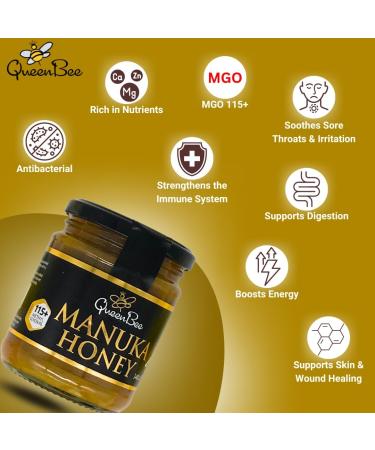 Queen Bee Manuka Honey 115+ Methylglyoxal 340g - Buy Online on SooperMarket.com