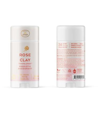 Honestly pHresh Natural Prebiotic Deodorant Baking Soda & Aluminum Free Safe for Sensitive Skin 24 Hour Odor Protection 2.25 Oz Rose Clay
