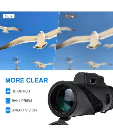 AMESEDAK 12x60 High Power Monocular Telescope - Compact & Portable HD Monocular with Low Light Vision, Smartphone Adapter Included - Buy Online on SooperMarket.com