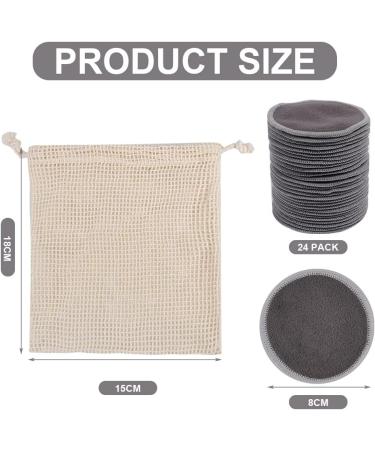 LOPHE Reusable Makeup Remover Pads 24 Pcs - Eco-Friendly Bamboo Charcoal Pads with Laundry Bag - Face Cleaning Puff for All Skin Types - Gift for Women - Buy Online on SooperMarket.com