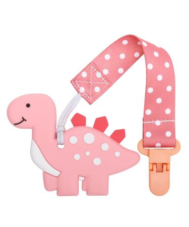 Toughs ring for babies baby sows toys silicone-teeth ring baby tooth aid bpa-free dinosaur form design children's toys for babies from 3 months babies (dinosaur pink)