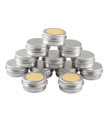Basic packing 50 pieces 10ml silver empty round aluminum socket with screw cap aluminum socket aluminum screw boxes of cream can candle box cosmetic cans tin cans with 50 pieces 25mm sticker
