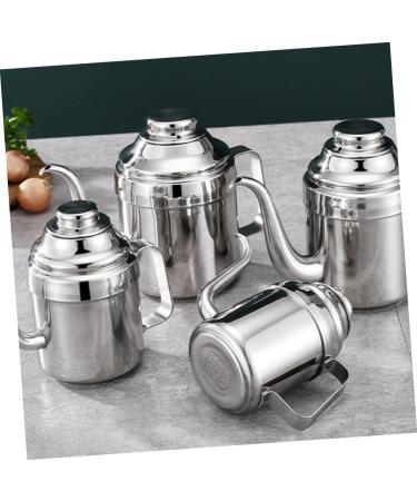 MAGICLULU Oil Can Gooseneck Kettle Olive Oil Decanter Soy Sauce Dispenser Containers Salad Oil Dispenser Bacon Container Olive Oil Jar Sturdy Vinegar Cruet Stainless Steel Storage Seasoning 13X6X6CM As Shown - Buy Online on SooperMarket.com