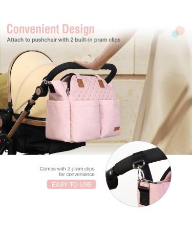Lekebaby Baby Changing Bag Large Nappy Bags for Mom and Dad Nappy Changing Bag Stylish Travel Tote with Nappy Changing Mat Quilted Pink - Buy Online on SooperMarket.com