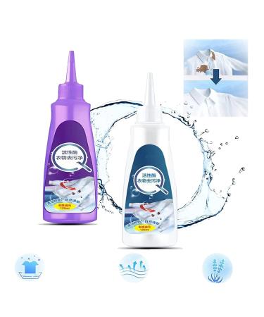 Active Enzyme Laundry Stain Remover-White Shirt Guardian Garment Stubborn Stain Cleaner Oil Remover Clothes Stain Remover Quick Laundry Dry Cleaner Emergency Stain Rescue Stain Remover (Purple+White)
