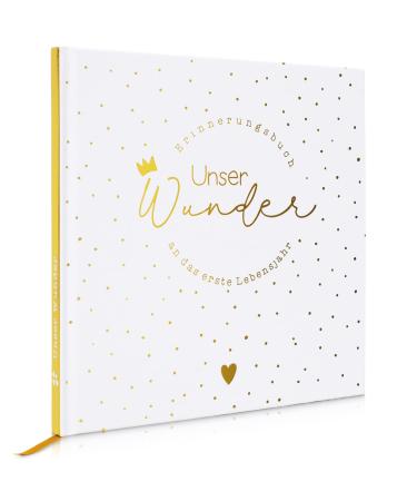 Milaboo Our miracle memory book hardcover gold i lovingly designed baby album for the first year i special gift for birth