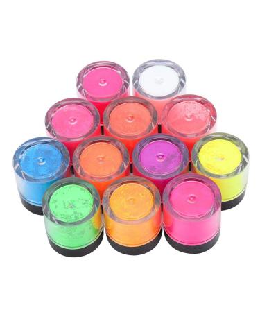 Fluorescent powder 12 colors night light glow powder DIY nail art phosphorus powder manicure accessories set perfect for party decoration halloween (12 colors)