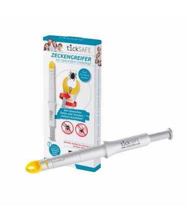 Ticksafe tick gripper with rotating gripper head for use on humans |The better alternative to the tick tongs - no squeezing pulling or pressing - just turn out 1 piece white (human)