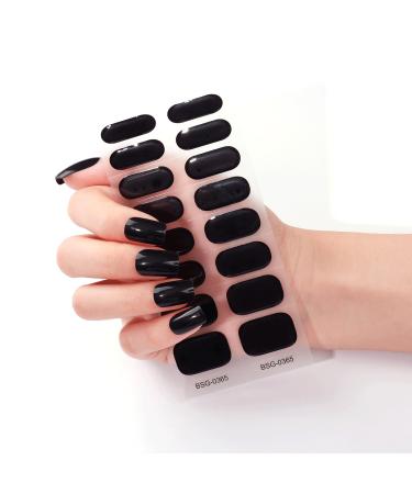 16 PCs gel nail polish stickers purple gel nail ticker Full wraps nail sticker Cured Gel Nail Strips gel nail stickers for women girls decoration (BSG-0365-black)