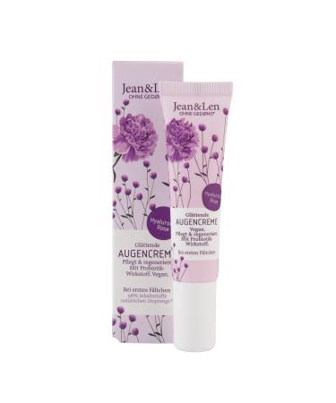 Smoothing Eye Cream with hyaluronic acid by Jean&Len rose water and vitamin E against wrinkles and puffy eyes minimizes dark circles vegan 0.5 Fl. Oz.